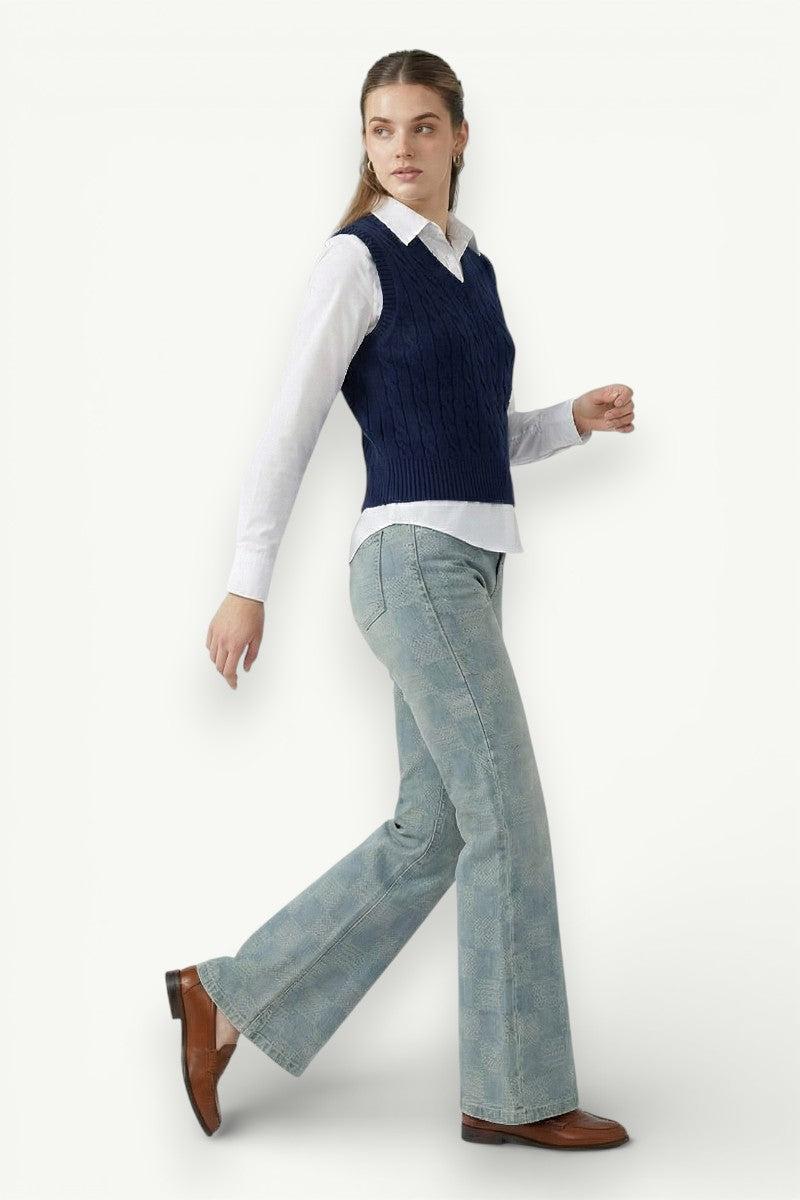 Patchwork Micro-Flared Jeans