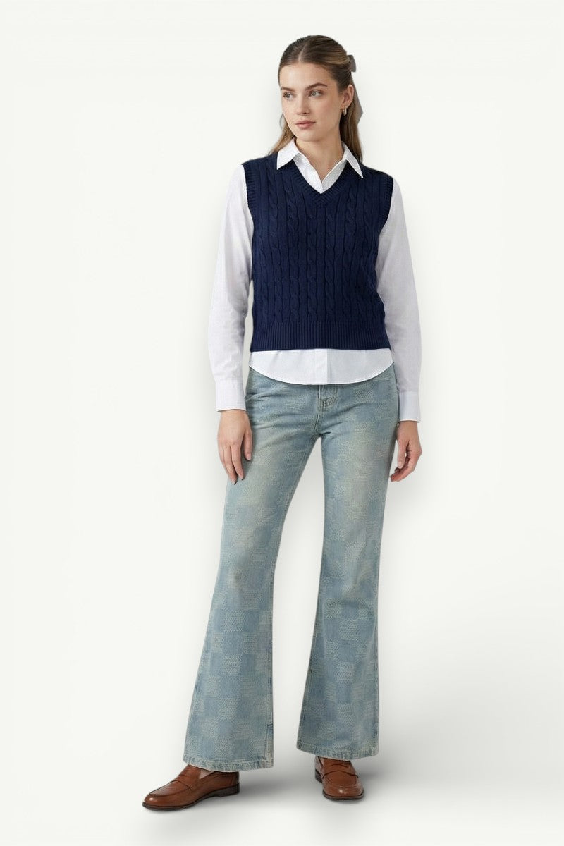 Patchwork Micro-Flared Jeans