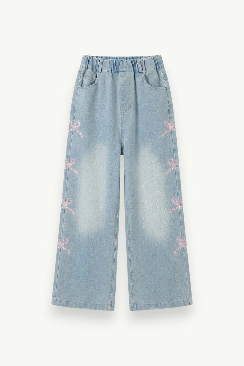 Bow-Detail Straight Jeans