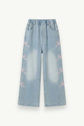 Bow-Detail Straight Jeans