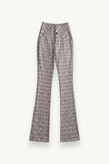 Plaid High-Waist Flare Pants
