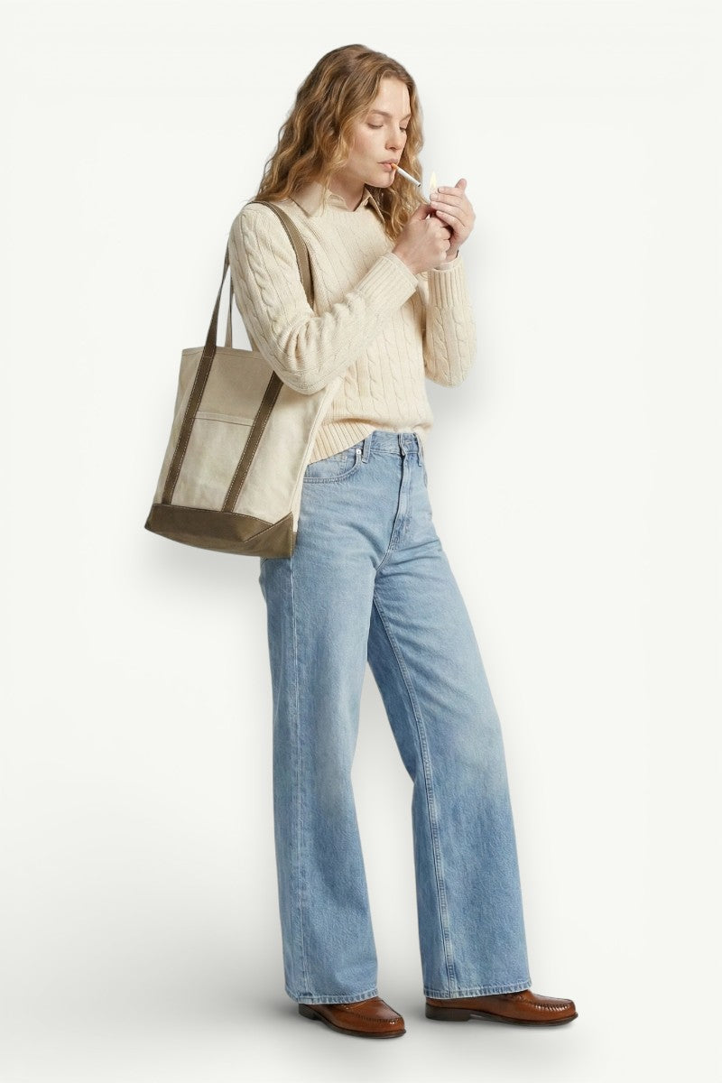 Faded A-Line Wide-Leg Jeans