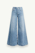 Faded A-Line Wide-Leg Jeans