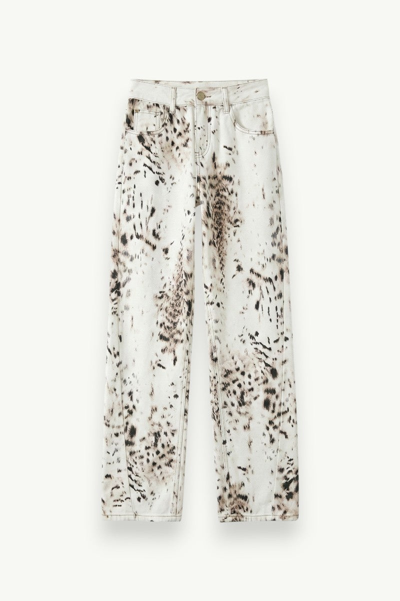 Leopard Print Wide-Leg Jeans
