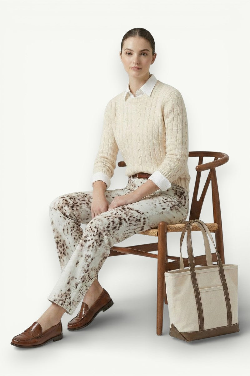 Leopard Print Wide-Leg Jeans