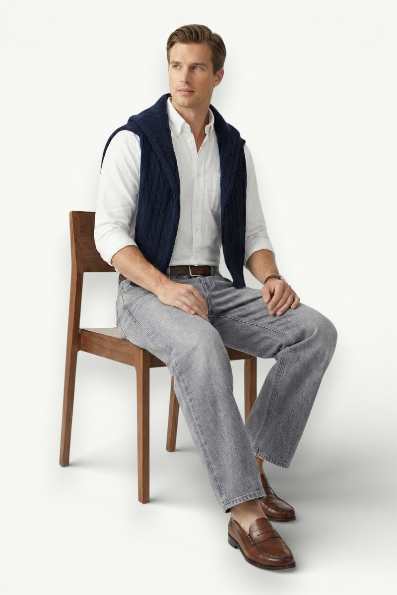 Retro White Wide-Leg Jeans