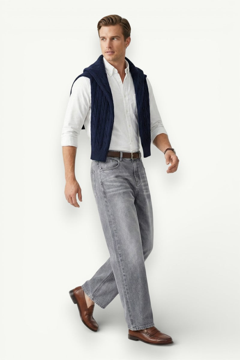 Retro White Wide-Leg Jeans