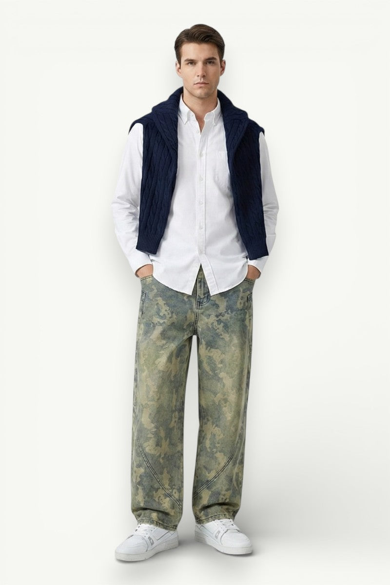 Yellow Camo Baggy Jeans