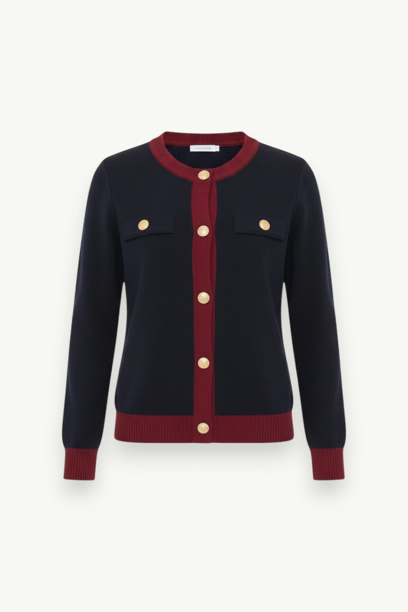 Vintage Gold-Button Knit Cardigan