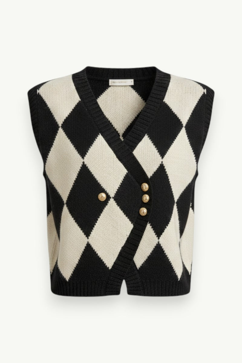 Argyle V-Neck Knit Waistcoat