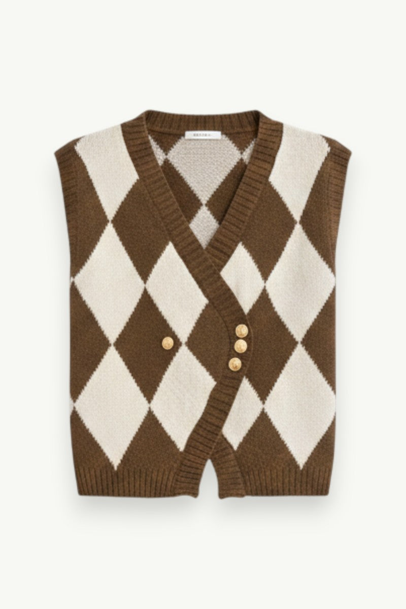 Argyle V-Neck Knit Waistcoat