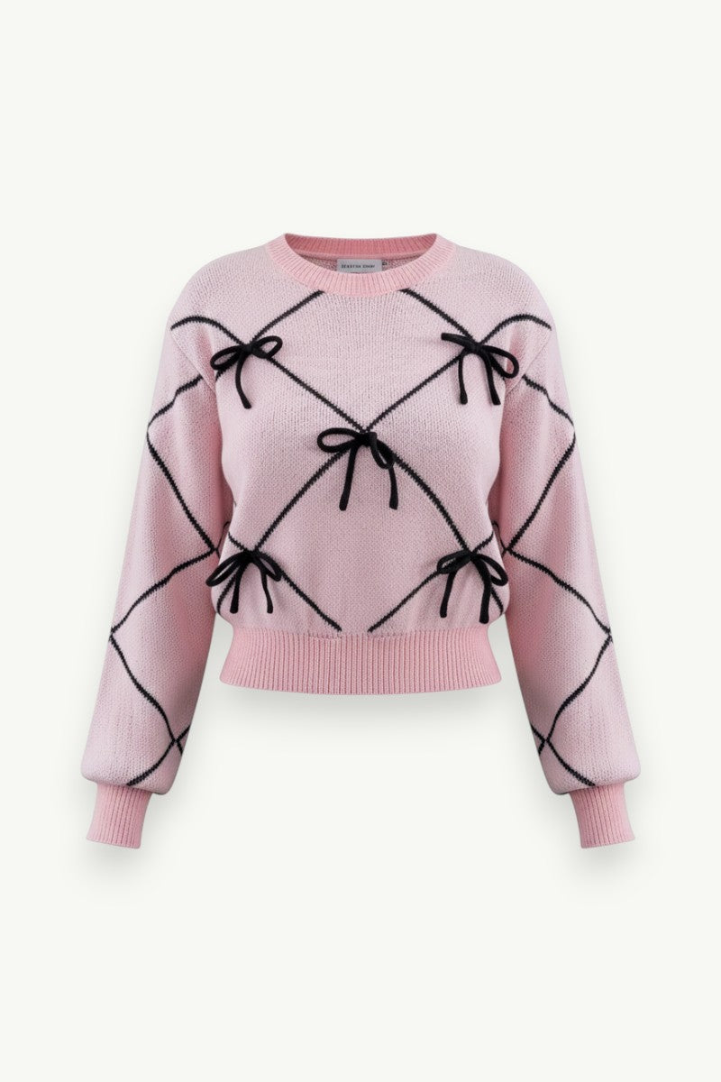 Contrast Bow Lantern Sweater