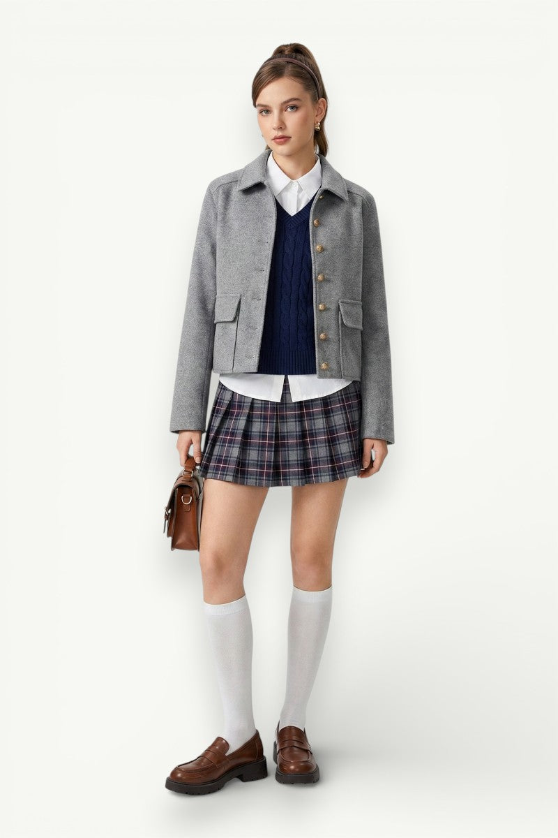 Cropped Aviator-Style Bomber Jacket