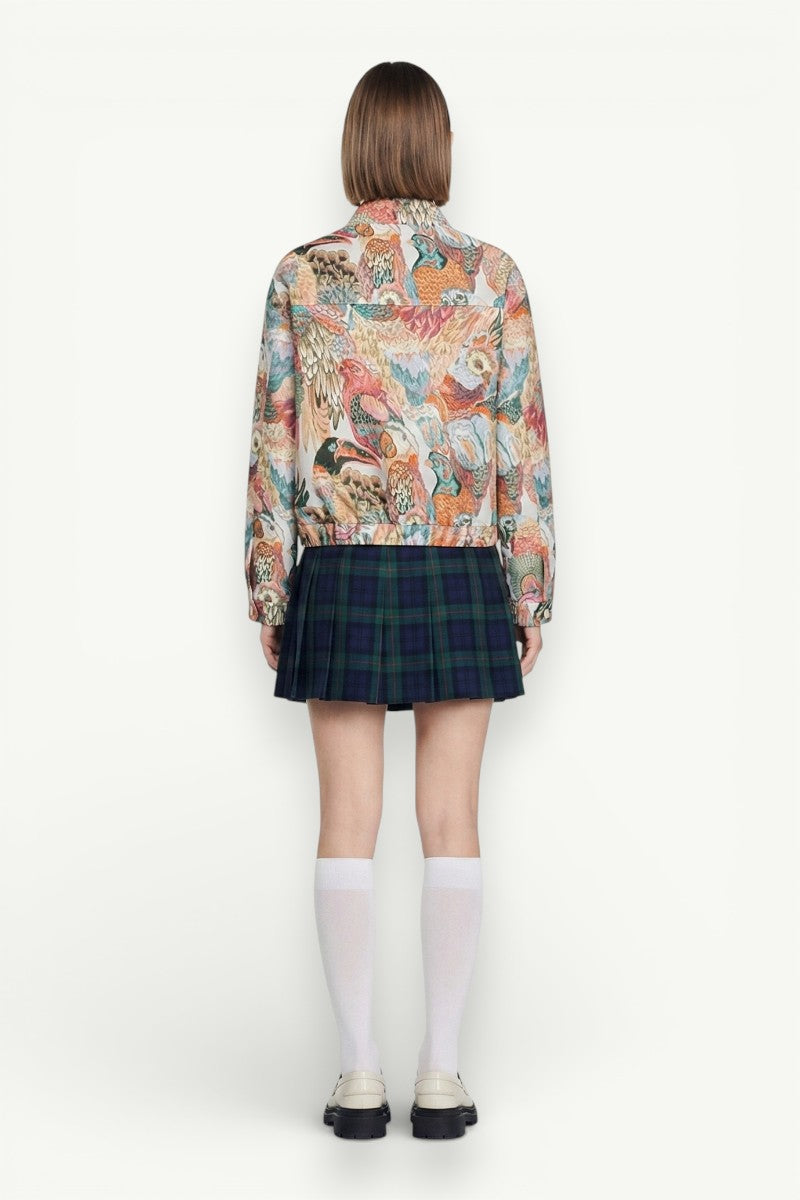 Peacock Print Cropped Street Jacket