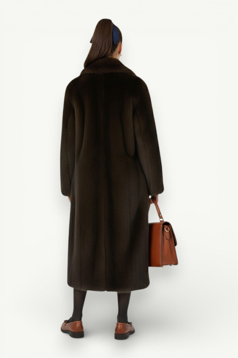 European-Style Long Faux Fur Coat