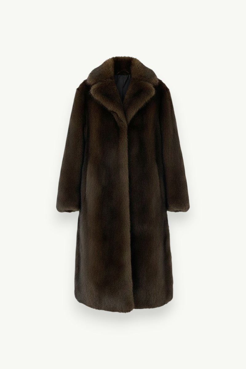 European-Style Long Faux Fur Coat
