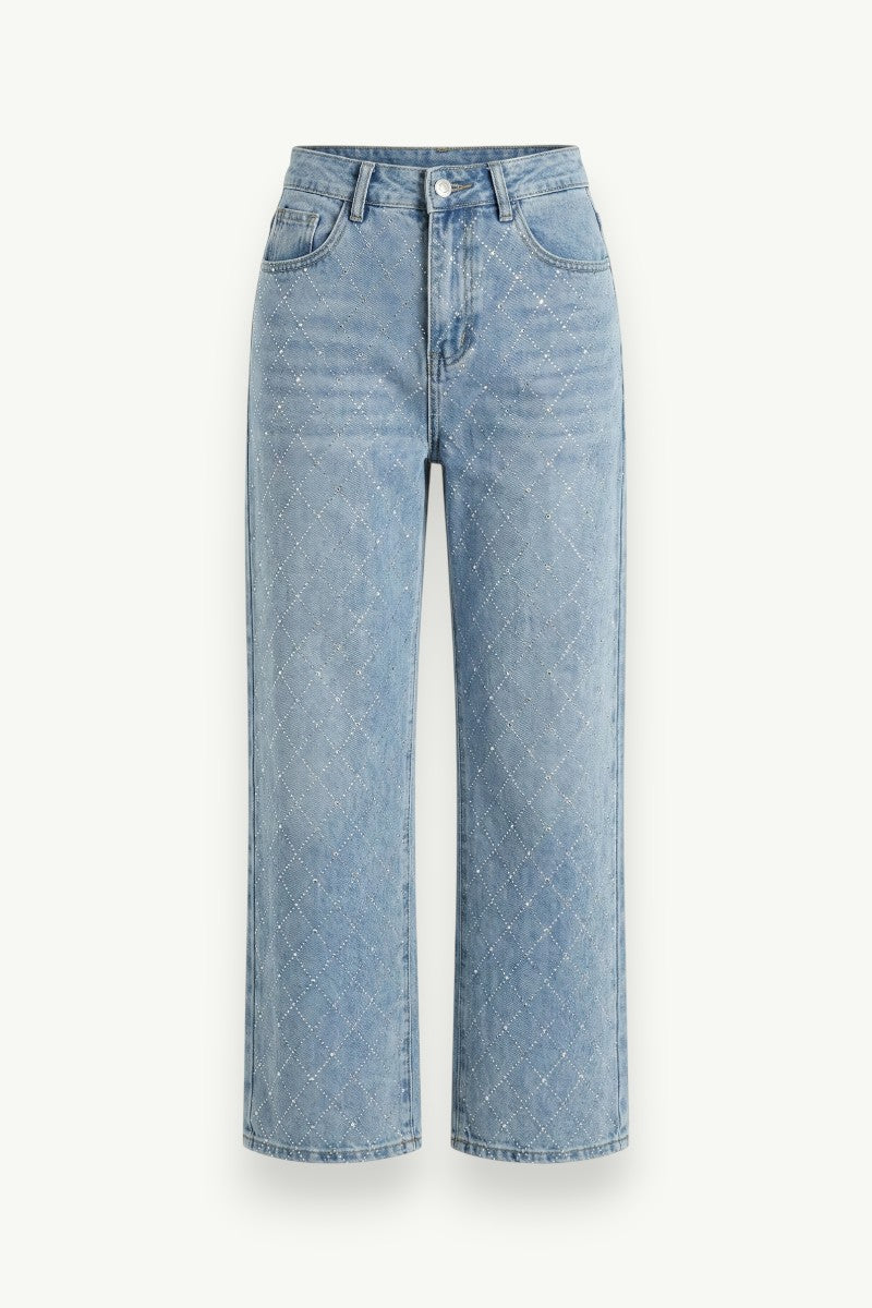 Vintage Plaid Wide-Leg Jeans