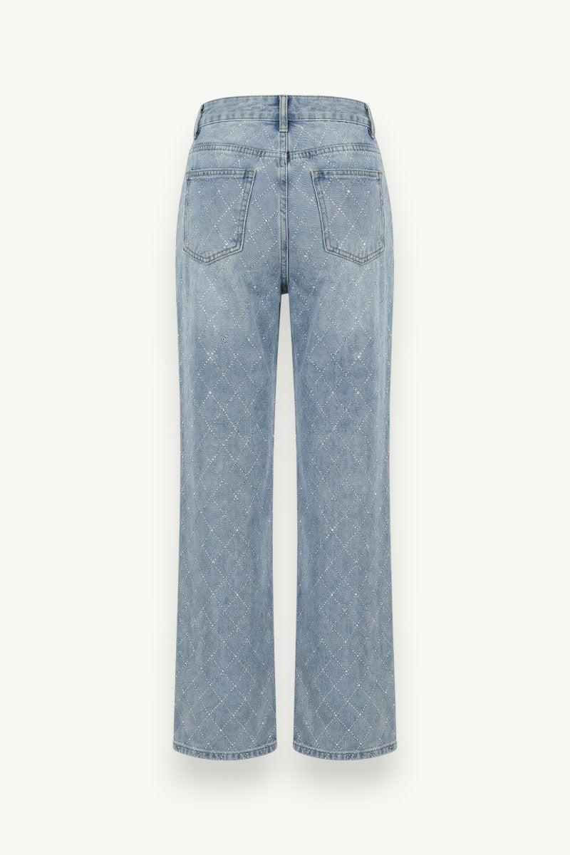 Vintage Plaid Wide-Leg Jeans