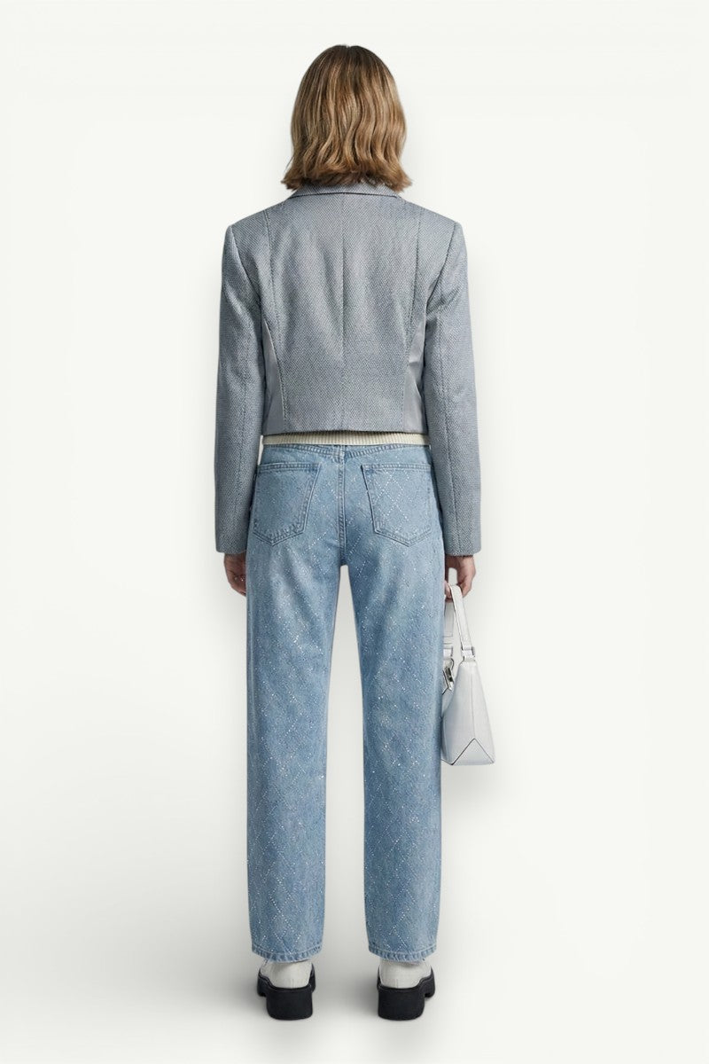 Vintage Plaid Wide-Leg Jeans