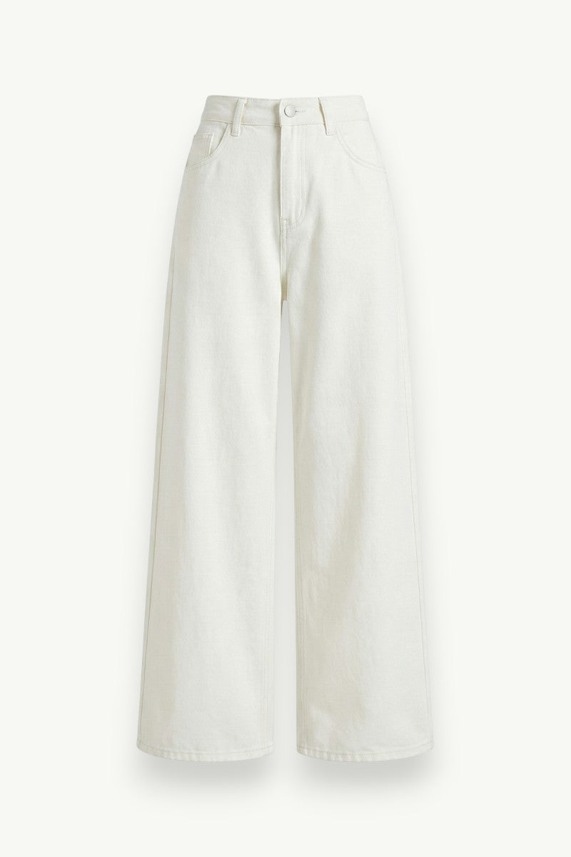 Milk White Baggy High-Waist Jeans