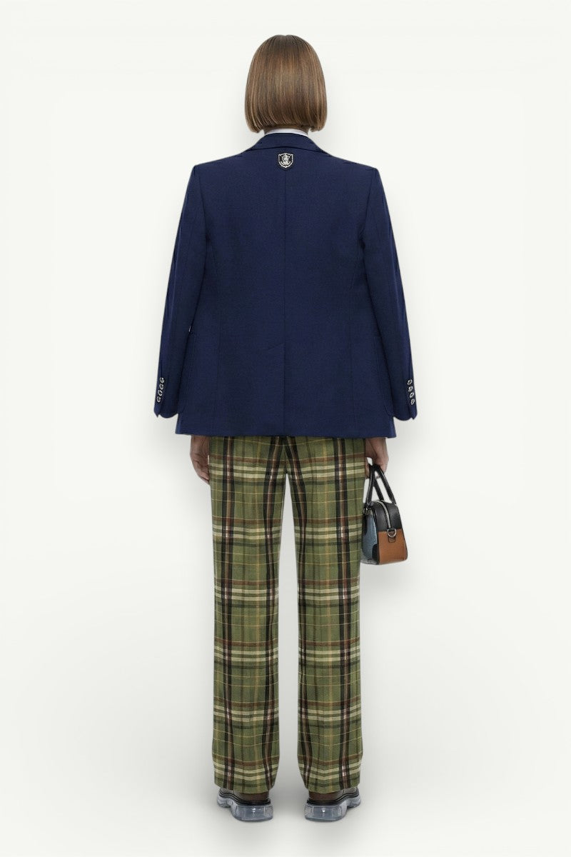 Plaid High-Waist Wide Leg Trousers