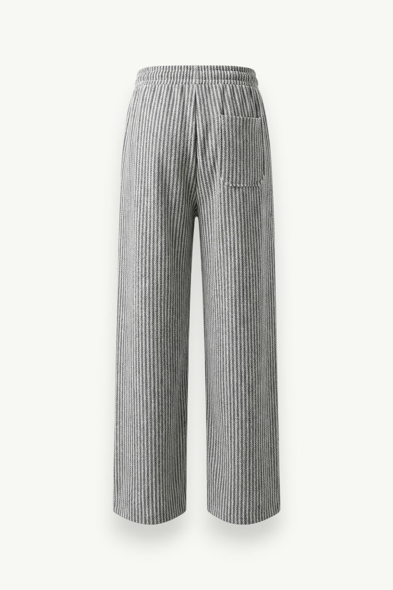 Preppy Stripe Wide-Leg Trousers