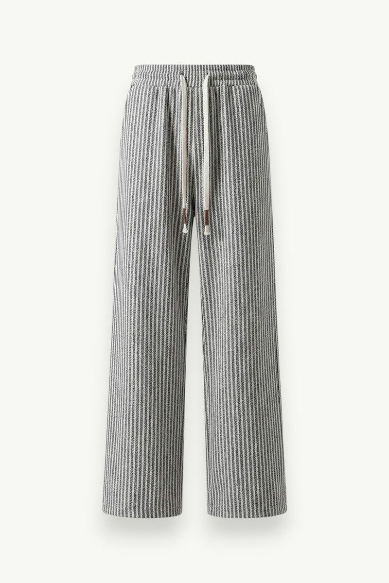 Preppy Stripe Wide-Leg Trousers