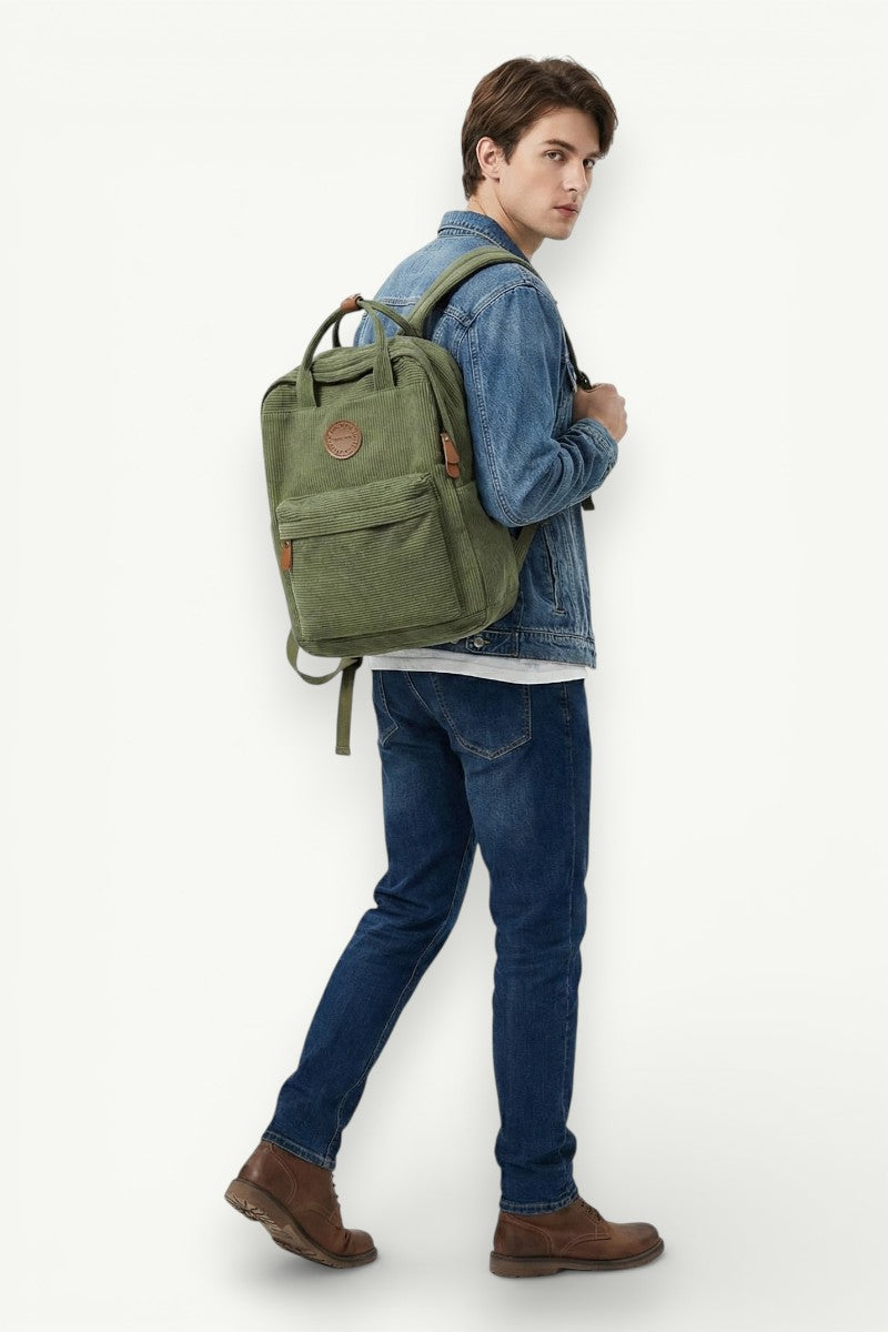 Casual Corduroy School Backpack