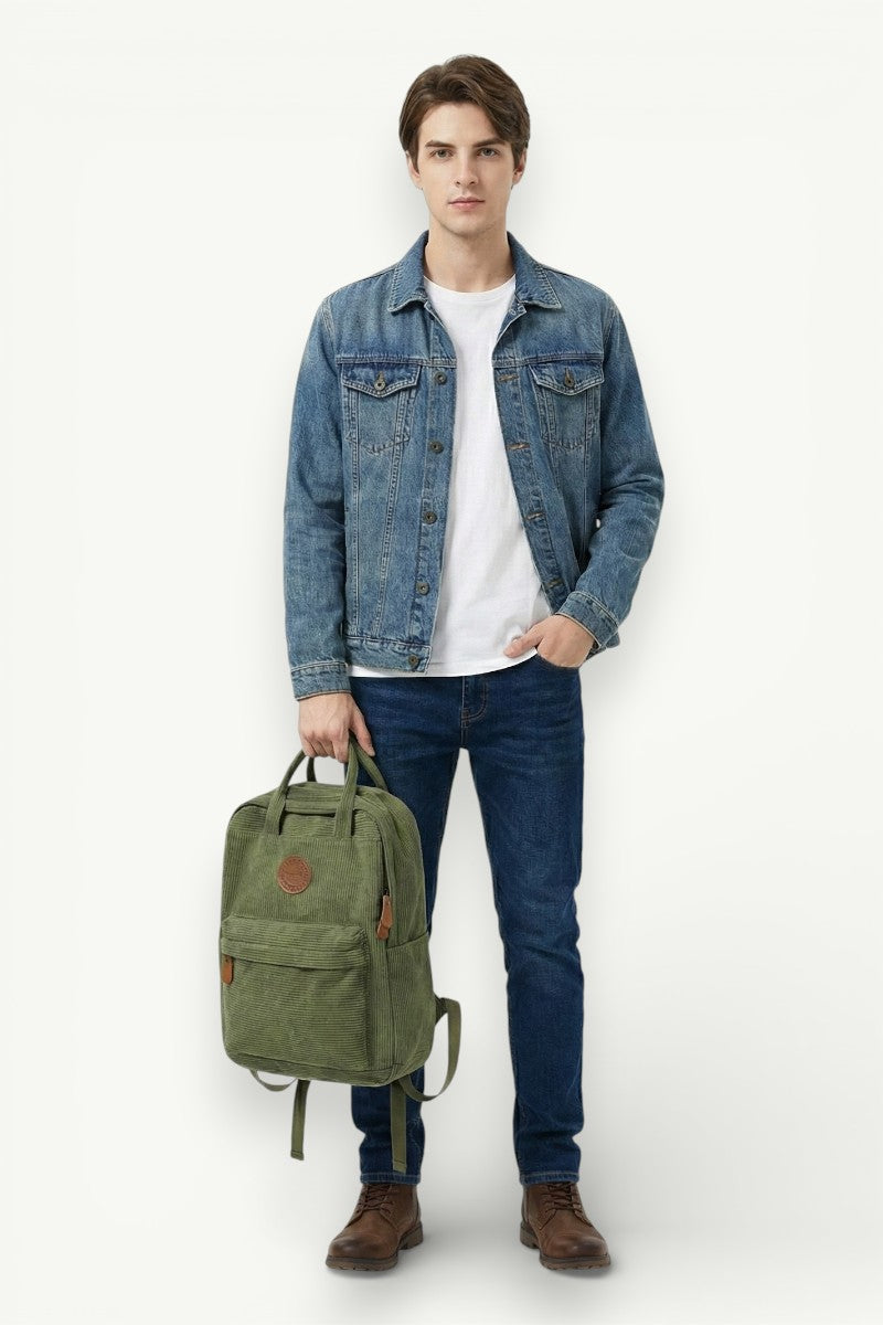 Casual Corduroy School Backpack