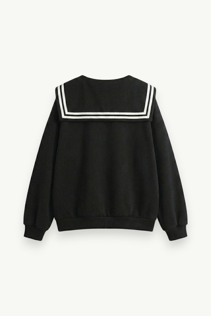 Kawaii Sailor-Collar Zip-Up Hoodie
