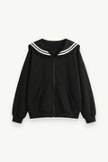 Kawaii Sailor-Collar Zip-Up Hoodie