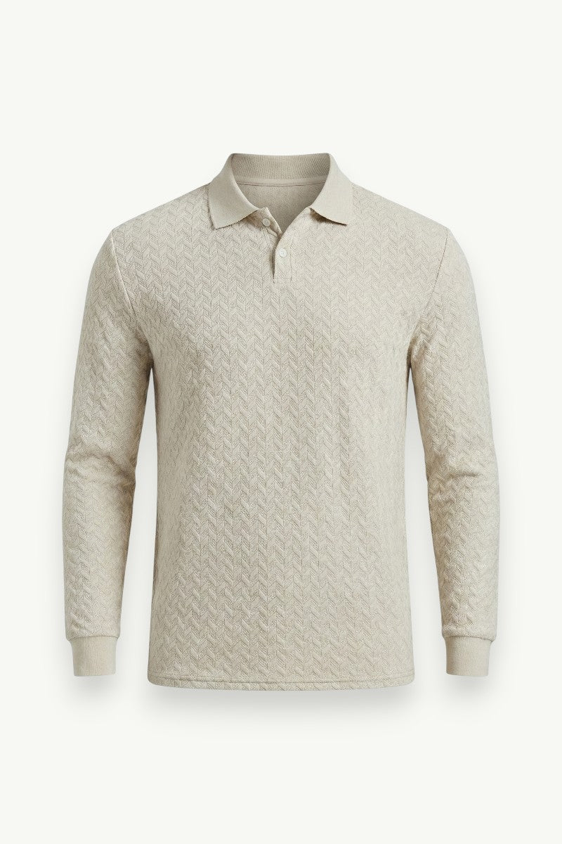 Knit Long-Sleeve Polo Shirt