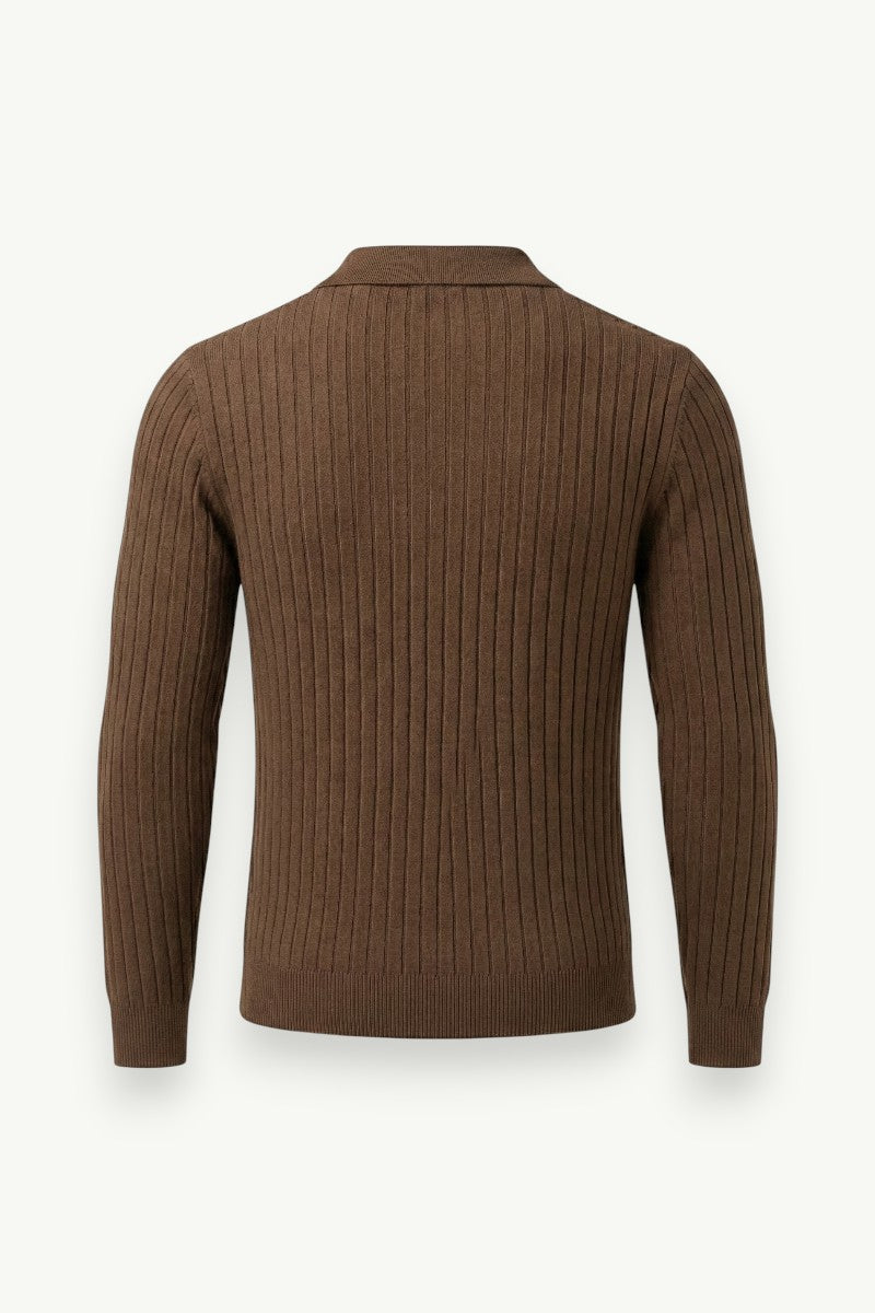 V-Neck Jacquard Knit Polo