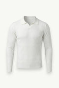 V-Neck Jacquard Knit Polo