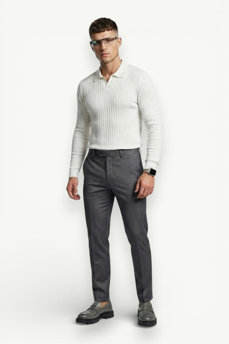 V-Neck Jacquard Knit Polo