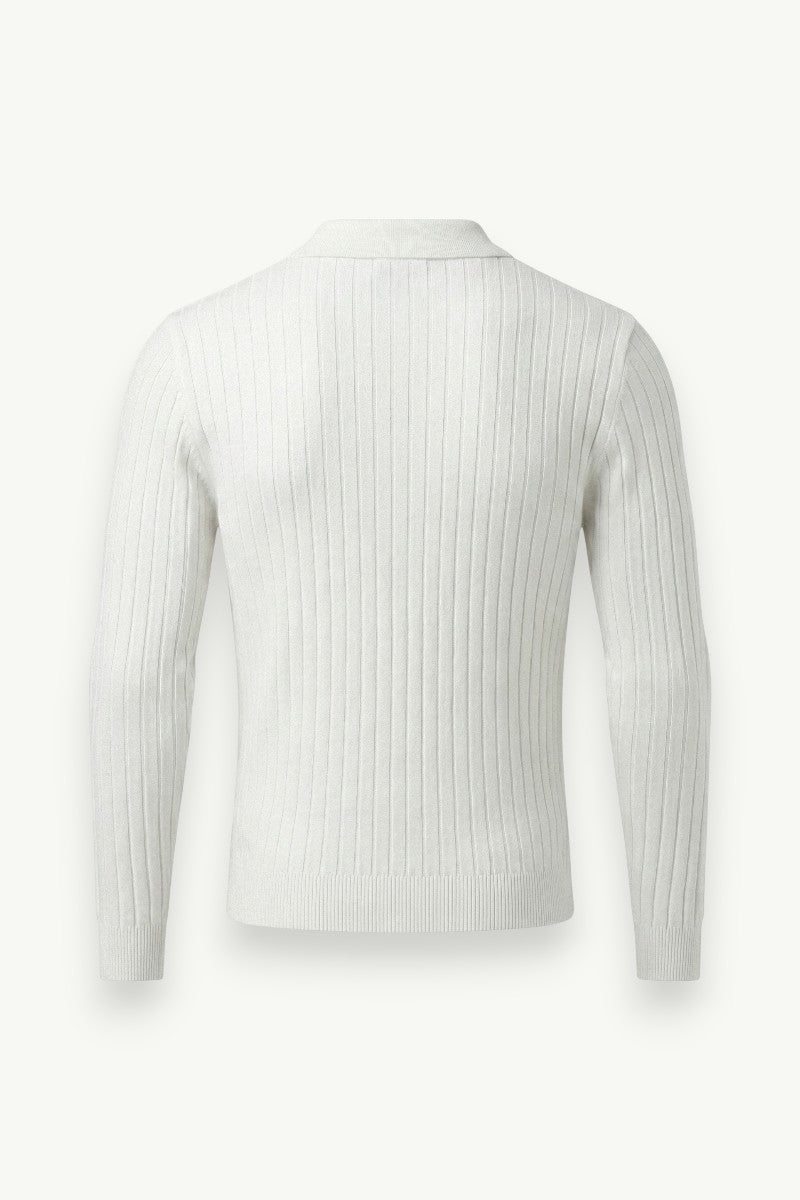 V-Neck Jacquard Knit Polo