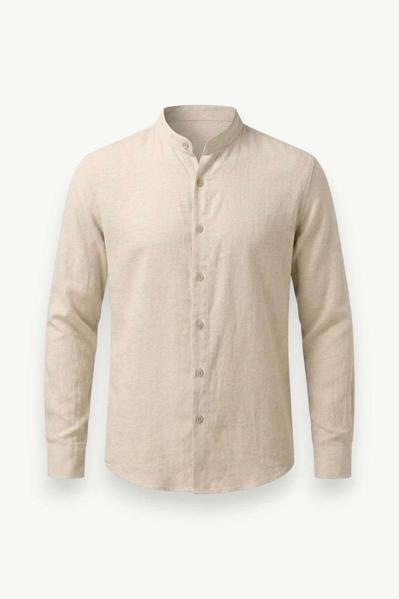 Cotton Linen Henley Shirt