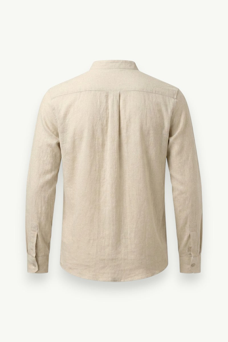 Cotton Linen Henley Shirt
