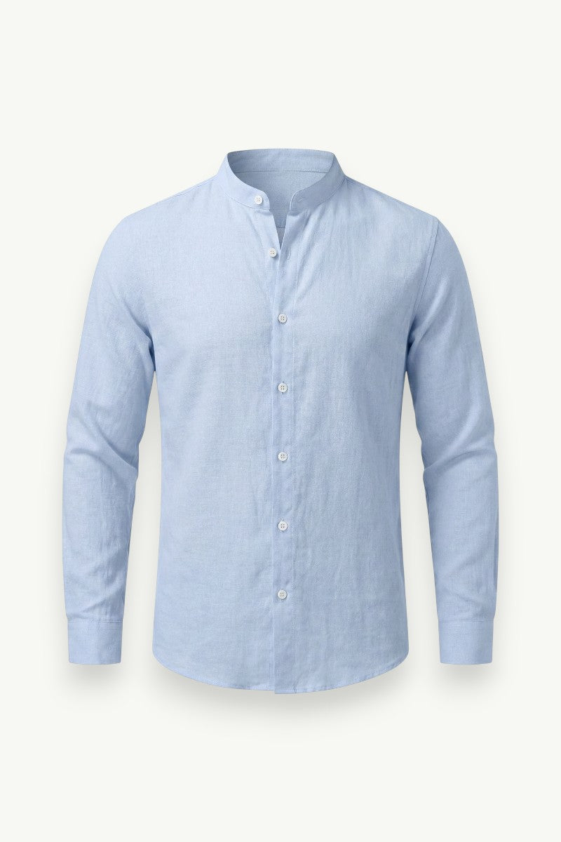 Cotton Linen Henley Shirt
