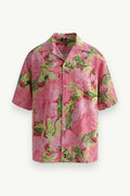 Graffiti Floral Cuban Collar Beach Shirt