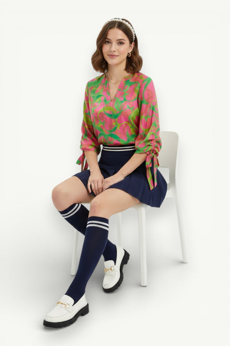 Vintage Loose V-Neck Casual Blouse