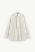 Boyfriend-Style Striped Tie Shirt