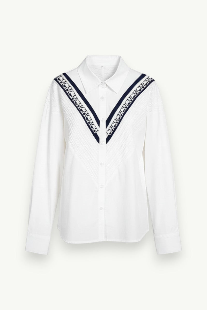 Knitted Patchwork Stripe Office Shirt