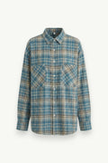Retro Colour-Block Grid Cotton Shirt