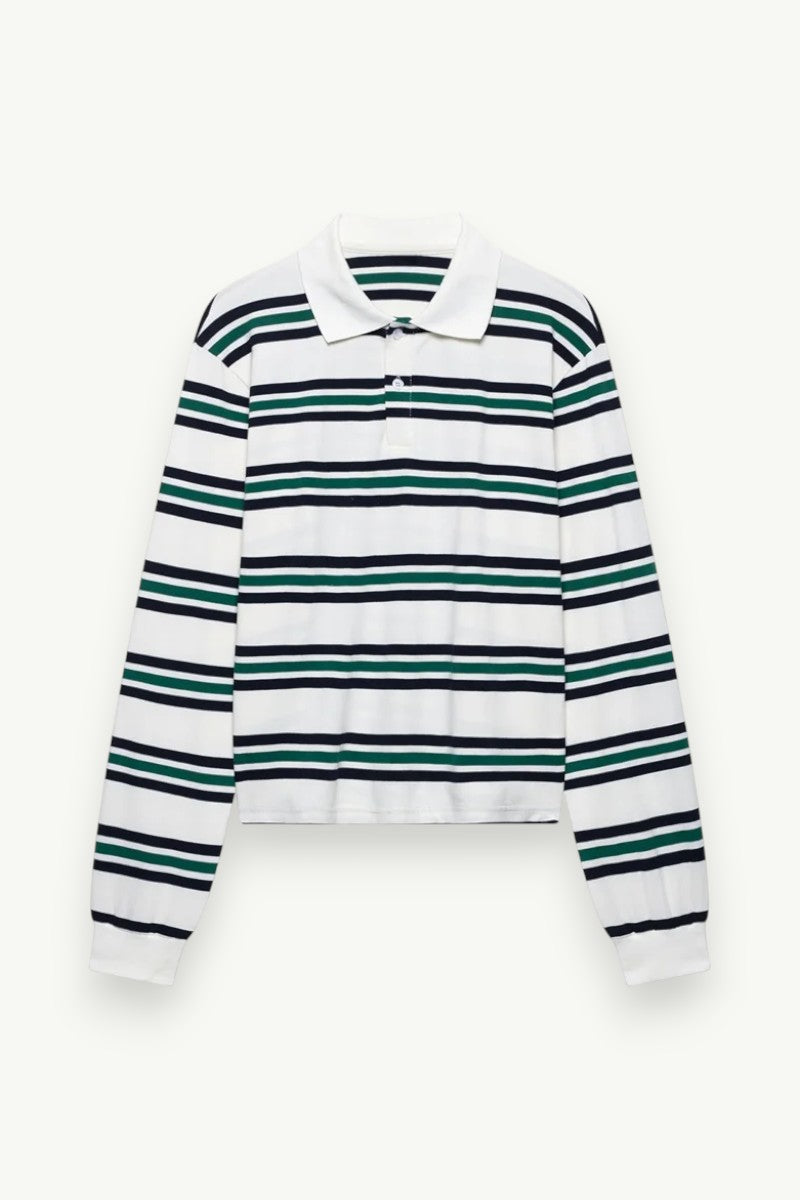 Striped Long-Sleeve Polo Shirt