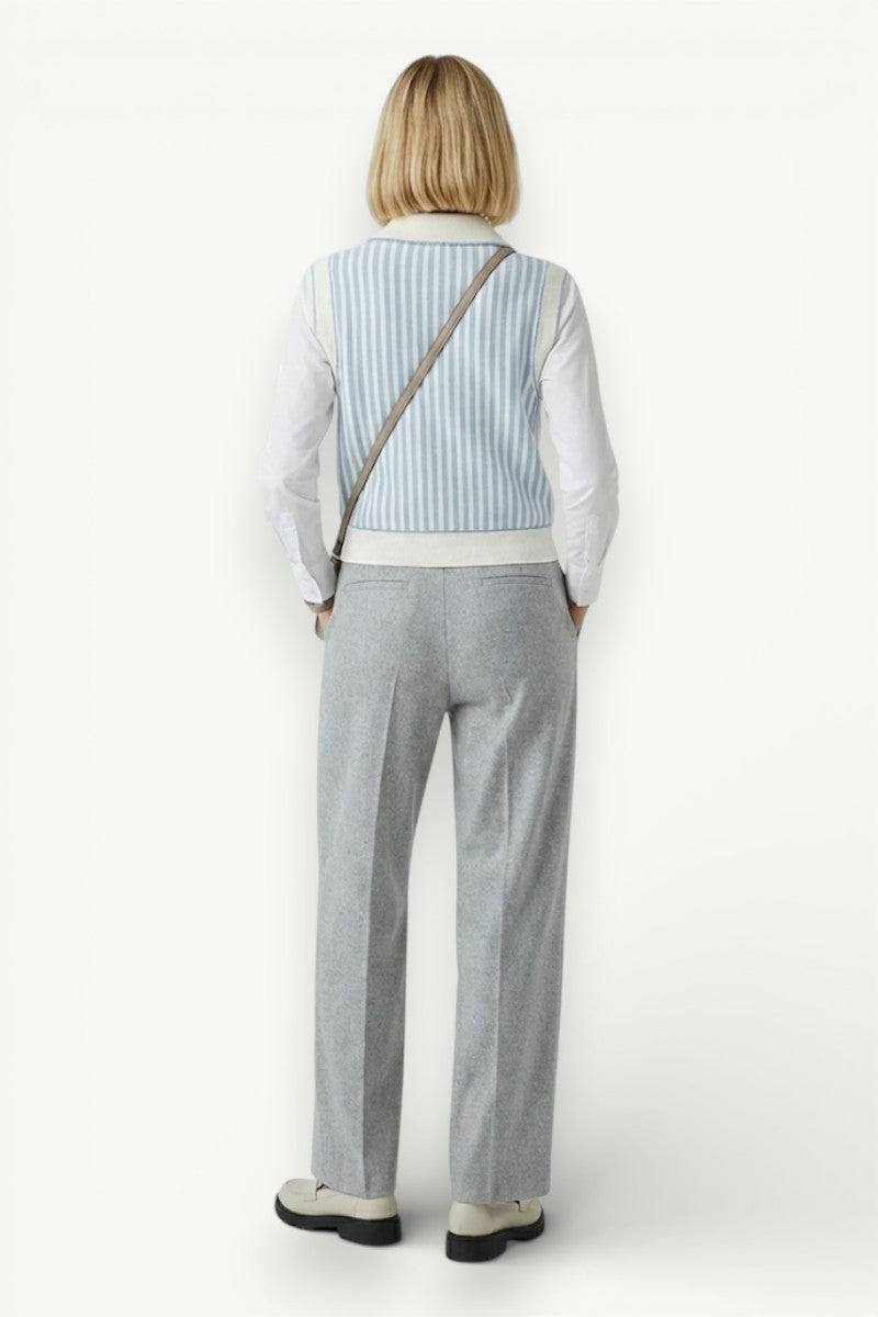 Sleeveless Striped Knit Polo Vest