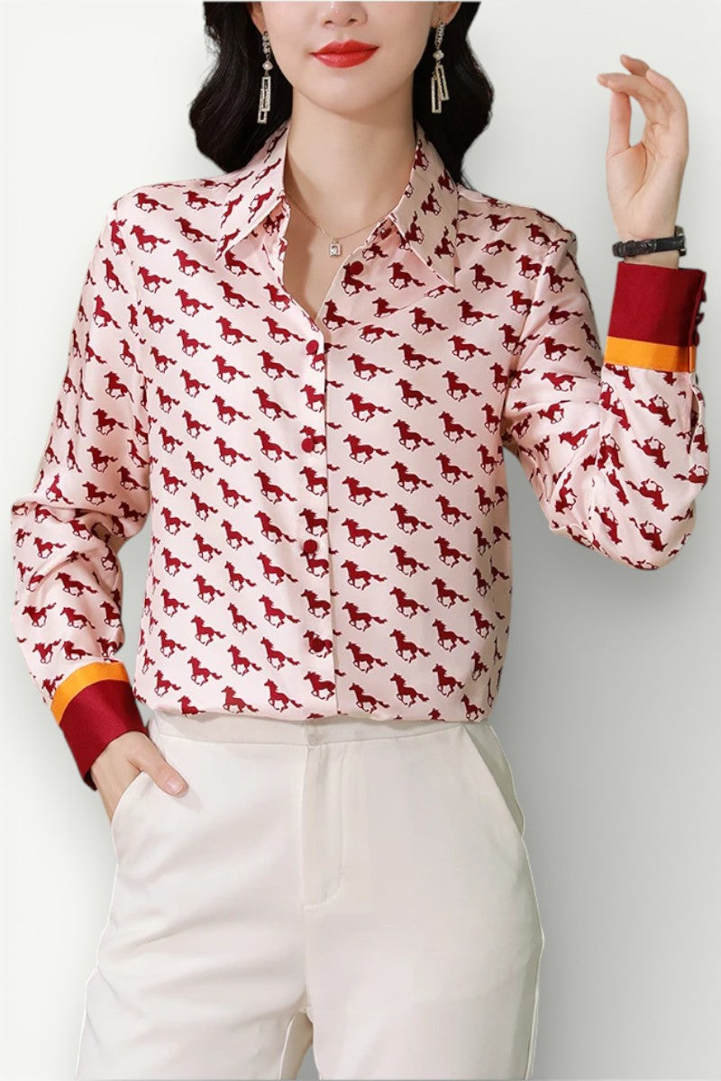 Luxury Satin Long-Sleeve Office Shirt