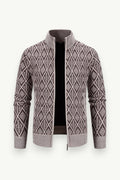 Fleece-Lined Stand-Collar Knit Jacket