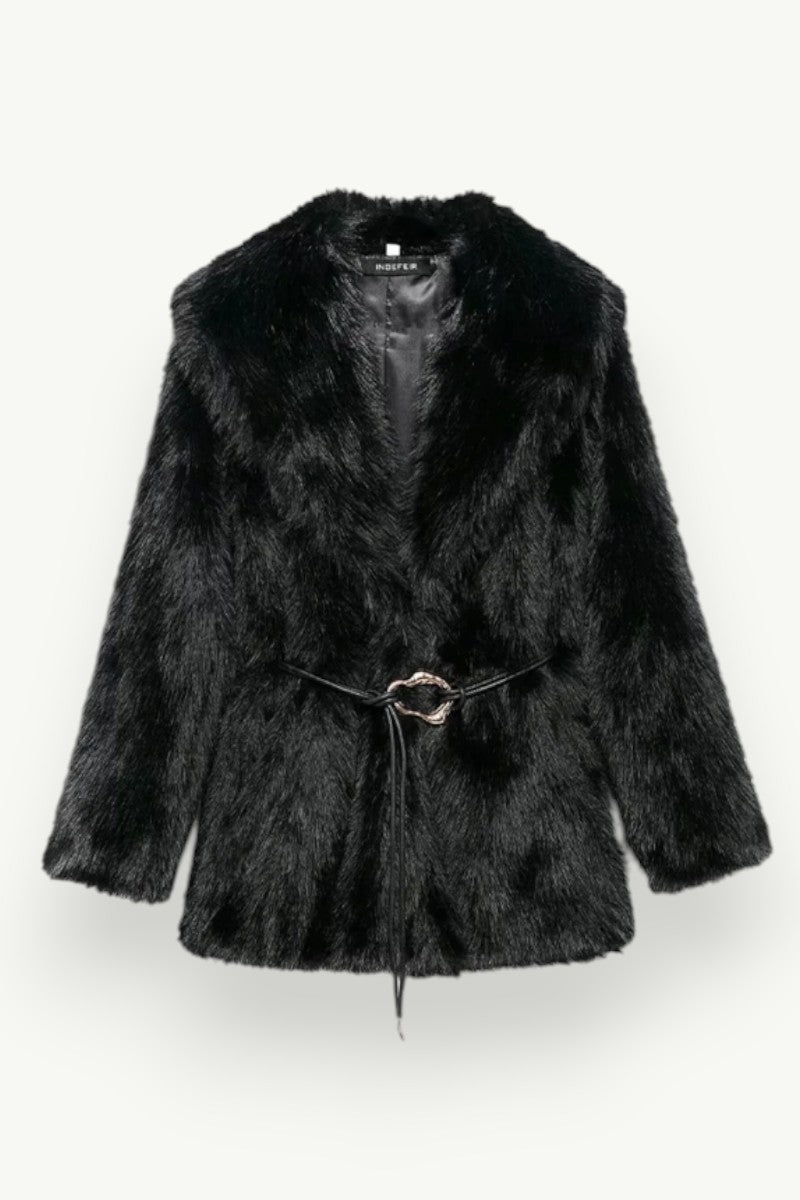 Belted Medium-Length Loose Winter Coat