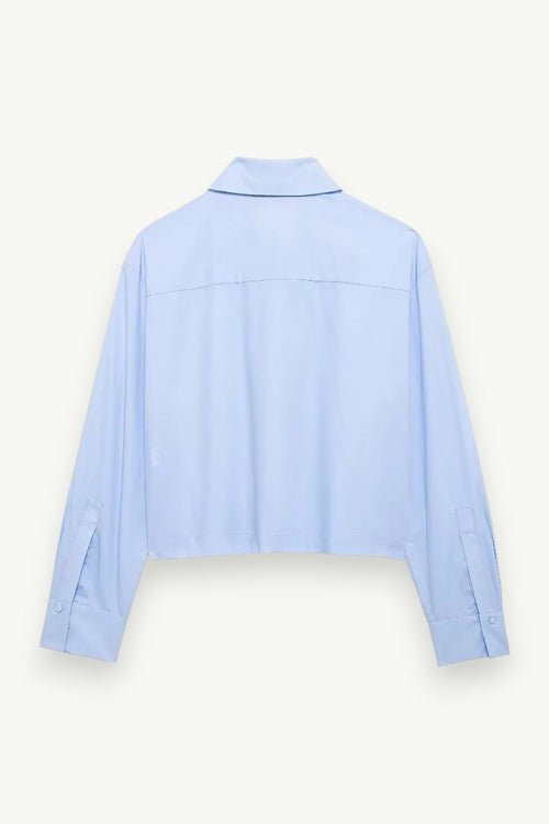Chic Crystal-Detail Blue Blouse